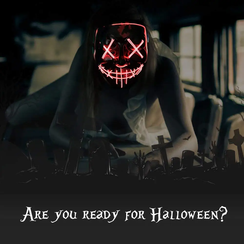 قناع هالوين نيون LED للبالغين  - مراجعة Led Purge Mask Halloween وسعره